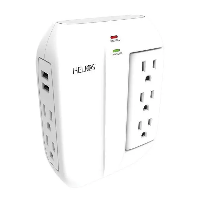 Alt view image 7 of 7 - AS-HP-5R 5-Outlet Wall Tap Surge Protector with 2 USB Charging Ports
