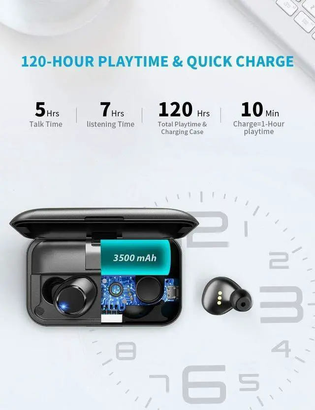 Alt view image 6 of 7 - TWS Earphones Wireless Earbuds Compatible with Samsung Galaxy A16 5G, Headphones True Stereo Headset Hands-Free Mic Charging Case