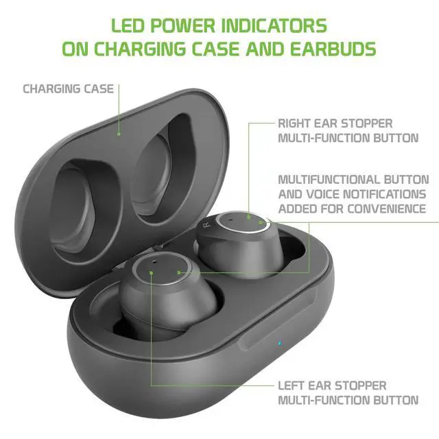Alt view image 4 of 7 - Wireless V5.2 Bluetooth Earbuds Compatible with Samsung Galaxy S9 Plus with Charging Case for in Ear Headphones. (V5.2 Black)