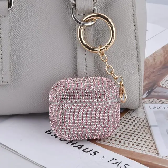 Alt view image 2 of 5 - Case for Airpods 3rd Generation Case Sparkly Diamond Airpod 3 Case with Keychain TPU Shockproof Protective Premium Bling Rhinestone Cover Skin for AirPods 3 Charging Case, Pink