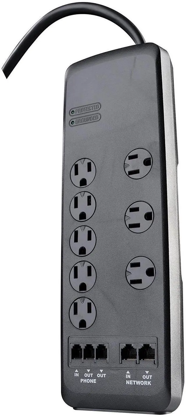 Main image of 41619 Surge Protector with Resettable Safety Overload Feature, 8 Outlets, 3540J of Protection, 6 Foot Cord, Black