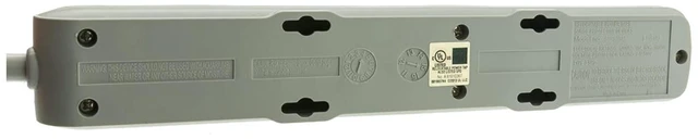 Alt view image 3 of 6 - 10 feet Surge Protector, Flat Rotating Plug, 6 Outlet, Gray Horizontal Outlets, Plastic, 10ft Power Cord, Surge Protector Multi Plug