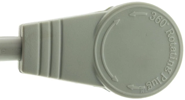 Alt view image 5 of 6 - 10 feet Surge Protector, Flat Rotating Plug, 6 Outlet, Gray Horizontal Outlets, Plastic, 10ft Power Cord, Surge Protector Multi Plug