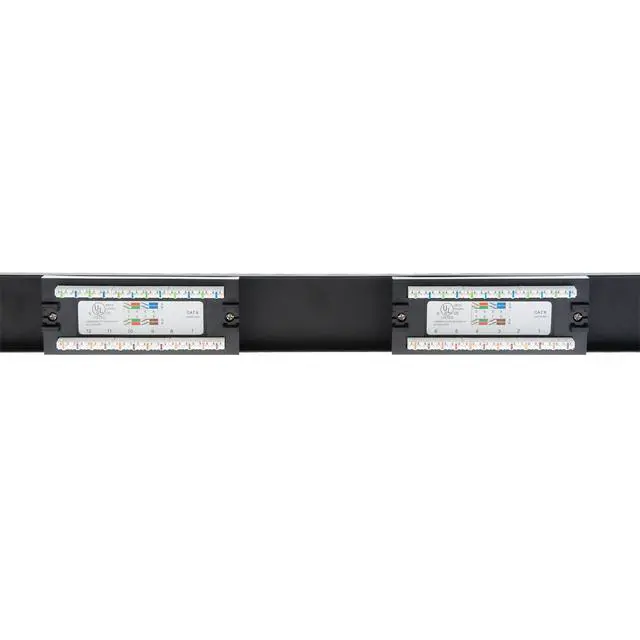 Alt view image 3 of 6 - 12 Port Cat6 Patch Panel, 19" Horizontal Rackmount or Wall Mount Panel, RJ45 Ethernet 110 Type, 568A/568B Compatible, 1U, Black