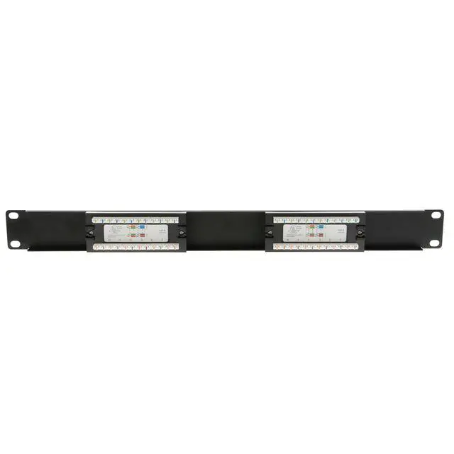 Alt view image 5 of 6 - 12 Port Cat6 Patch Panel, 19" Horizontal Rackmount or Wall Mount Panel, RJ45 Ethernet 110 Type, 568A/568B Compatible, 1U, Black