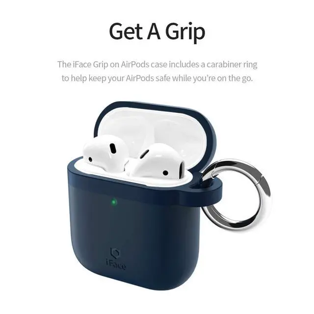 Alt view image 2 of 7 - Grip On Color Silicone Case Compatible with AirPods 1 and 2 - Wireless Charging Compatible, Aluminum Carabiner Included - Beige