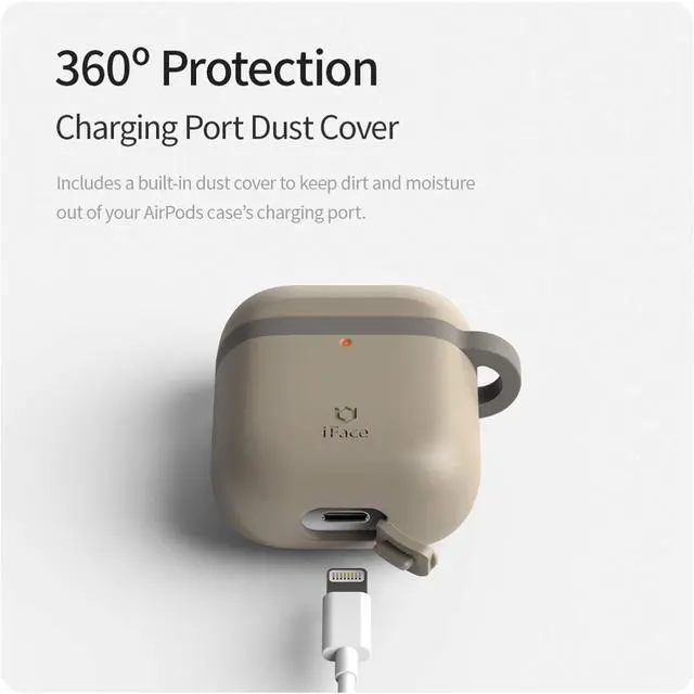Alt view image 3 of 7 - Grip On Color Silicone Case Compatible with AirPods 1 and 2 - Wireless Charging Compatible, Aluminum Carabiner Included - Beige