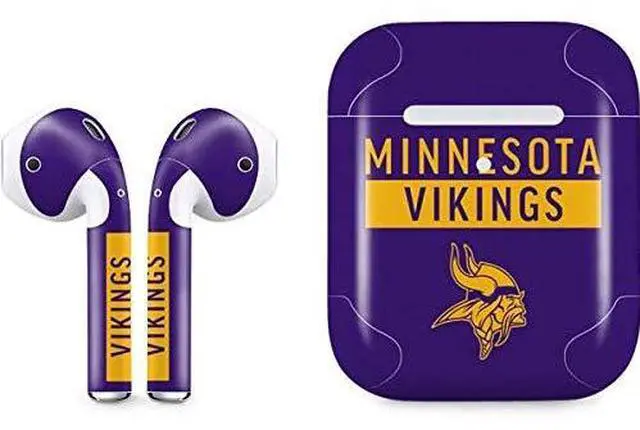 Main image of Decal Audio Skin Compatible with Apple AirPods 2 - Officially Licensed NFL Minnesota Vikings Purple Performance Series Design