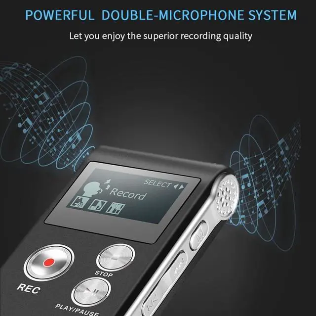 Alt view image 3 of 7 - Digital Voice Recorder Audio Recording - 8GB Audio Recorder with Playback Voice Activated Recorder for Lectures Meetings Interviews Recording Device Tape Recorder with Microphone USB Cable MP3 Player