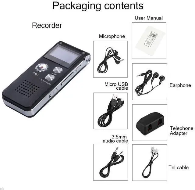 Alt view image 7 of 7 - Digital Voice Recorder Audio Recording - 8GB Audio Recorder with Playback Voice Activated Recorder for Lectures Meetings Interviews Recording Device Tape Recorder with Microphone USB Cable MP3 Player