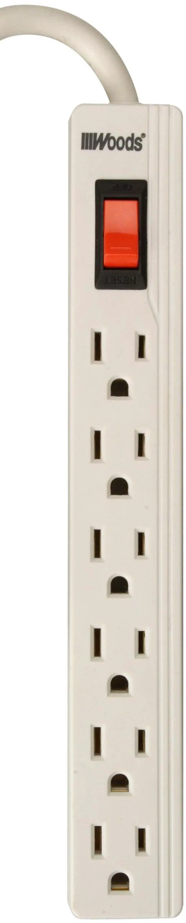 Main image of 41350 6-Outlet Power Strip with 1.5-Foot Cord, White