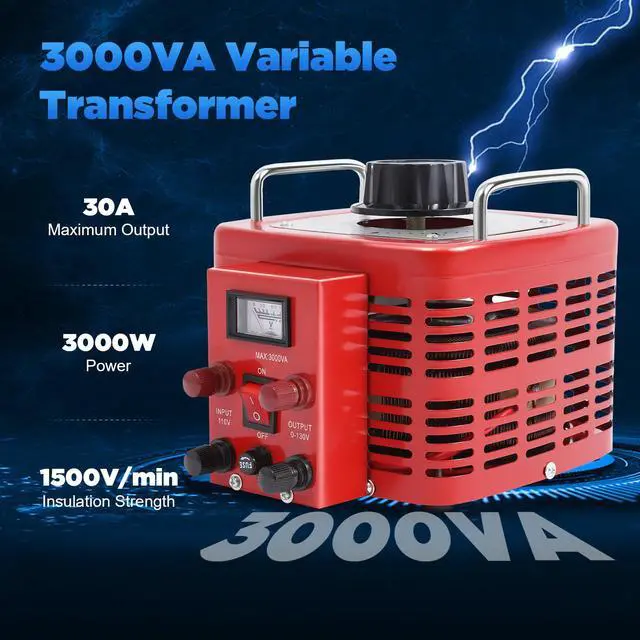 Alt view image 3 of 6 - 0-130V Output Transformer AC Variable Voltage Regulator Variac Converter Adjustable Transformer Power Supply 3000W 30Amp for US Plug Industries Machines Equipment Appliances