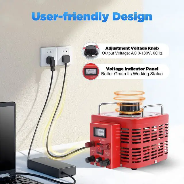 Alt view image 6 of 6 - 0-130V Output Transformer AC Variable Voltage Regulator Variac Converter Adjustable Transformer Power Supply 3000W 30Amp for US Plug Industries Machines Equipment Appliances