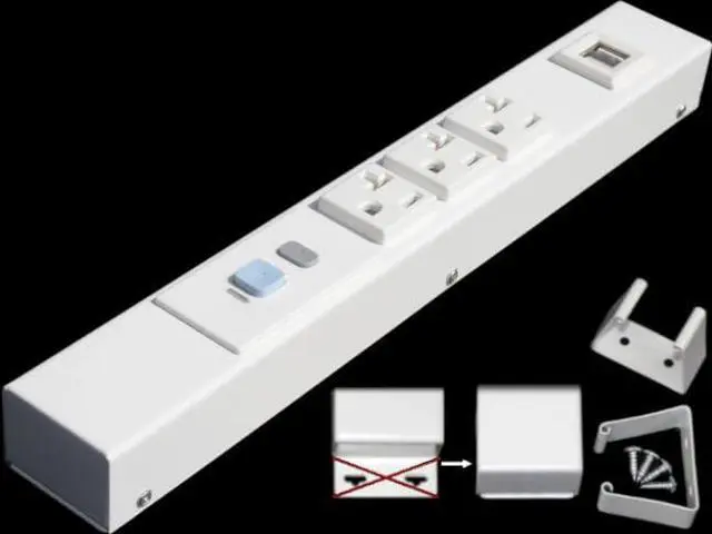 Main image of 12 Hardwired Power Strip (NO Power Cord), 3 (NEMA 5-20R) Vertical Outlets (NOT Tamper Resistant), NO Ears (Without mounting tabs on Both Ends), 20 Amp, ALCI, USB, White