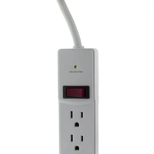 Alt view image 3 of 7 - Surge Protector 6 Outlets Power Strip with 2 USB Ports, 2.4A, 360 Degree Flat Rotating Plug, EMI/RFI Noise Filter, White, 6 Foot Power Cord