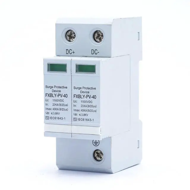 Alt view image 6 of 6 - Solar Surge Protector Din Rail Mounting DC 1000V 20KA~40KA Low-Voltage Arrester Device 2P PV Photovoltaic SPD for House