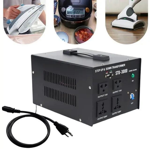 Alt view image 2 of 7 - STU-3000 3000Watts Voltage Transformer Converter Heavy Duty Step Up/Down Power Converter for Conversion Between 110 Volt and 220 Volts,with Circuit Breaker,CE Certified,Black