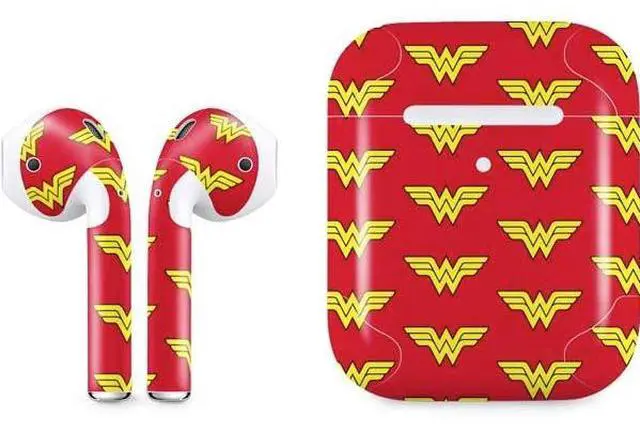 Main image of Decal Audio Skin Compatible with Apple AirPods 2 - Officially Licensed DC Comics Wonder Woman Logo Pattern Design