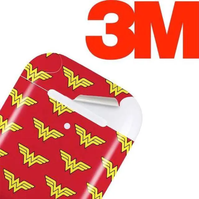 Alt view image 3 of 4 - Decal Audio Skin Compatible with Apple AirPods 2 - Officially Licensed DC Comics Wonder Woman Logo Pattern Design