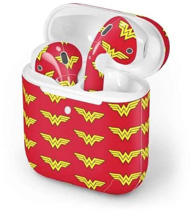 Alt view image 4 of 4 - Decal Audio Skin Compatible with Apple AirPods 2 - Officially Licensed DC Comics Wonder Woman Logo Pattern Design