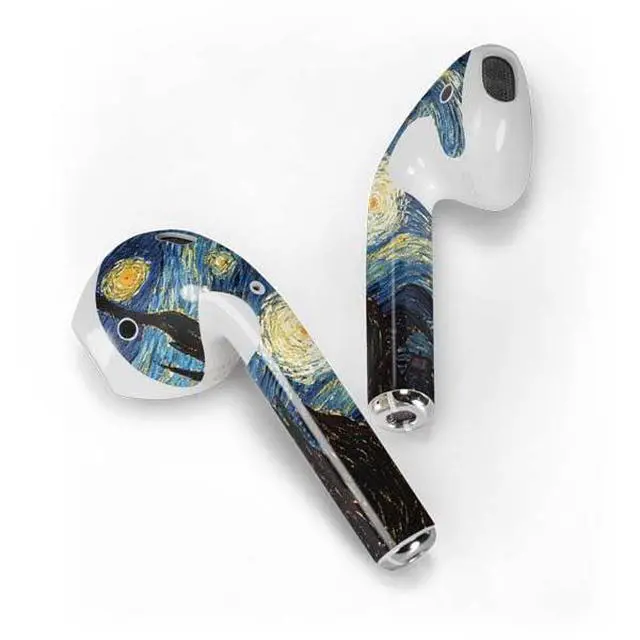 Alt view image 2 of 4 - Decal Audio Skin Compatible with Apple AirPods - Officially Licensed Van Gogh - The Starry Night by Van Gogh Design