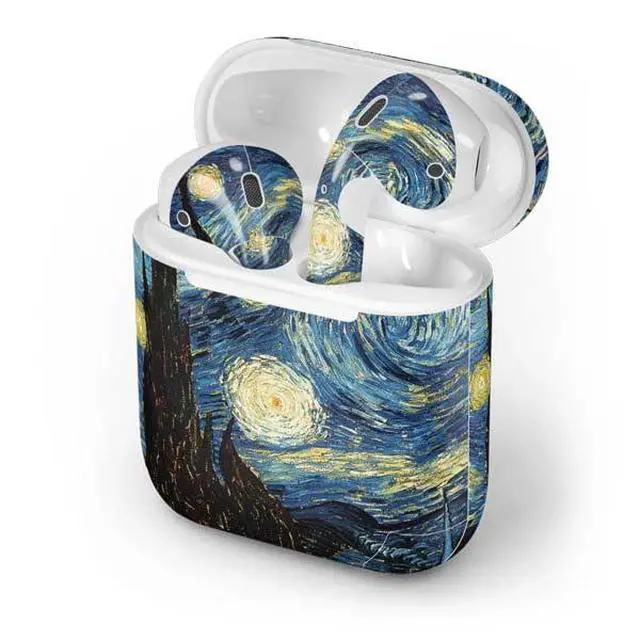 Alt view image 4 of 4 - Decal Audio Skin Compatible with Apple AirPods - Officially Licensed Van Gogh - The Starry Night by Van Gogh Design