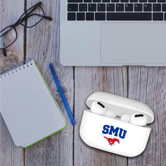 Alt view image 2 of 4 - Officially Licensed Southern Methodist University Airpods Case, Compatible with Apple AirPods 3rd Gen (TPU), Wireless Charging, Earbuds Case, Classic, White