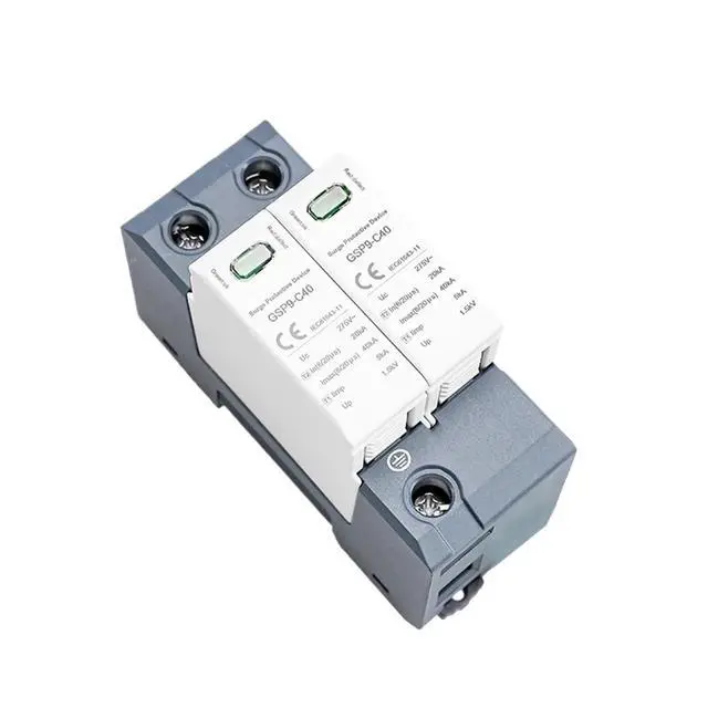 Alt view image 2 of 6 - GSP9 2Pole Surge Protector 20KA-40KA SPD AC275V AC385V 400V 440V SPD House Surge Protector 1P+N Din Rail(1P NPE AC275V 40KA)