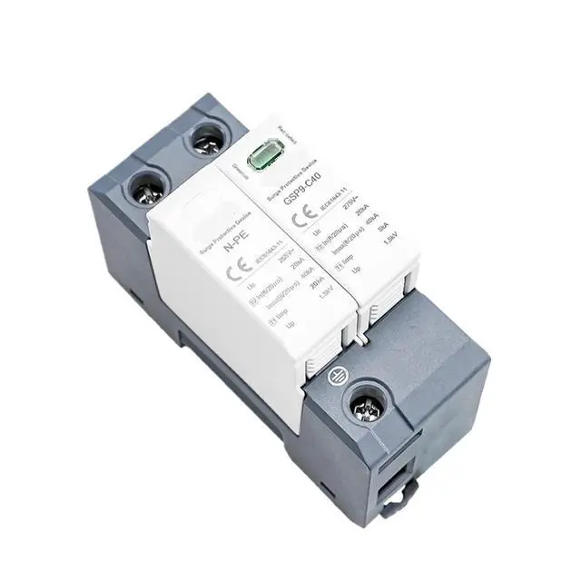 Alt view image 4 of 6 - GSP9 2Pole Surge Protector 20KA-40KA SPD AC275V AC385V 400V 440V SPD House Surge Protector 1P+N Din Rail(1P NPE AC275V 40KA)