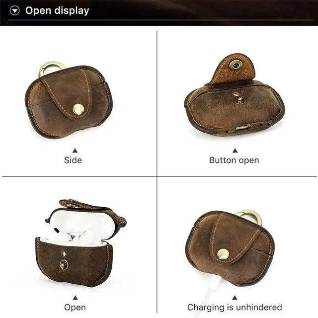 Alt view image 5 of 7 - Leather Case Compatible with AirPods Pro 2nd/1st Generation, Cute Soft Genuine Leather PU Protective Case Cover Compatible with AirPods Pro 2