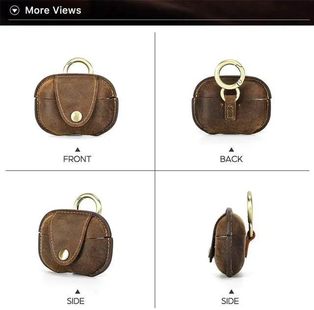 Alt view image 6 of 7 - Leather Case Compatible with AirPods Pro 2nd/1st Generation, Cute Soft Genuine Leather PU Protective Case Cover Compatible with AirPods Pro 2