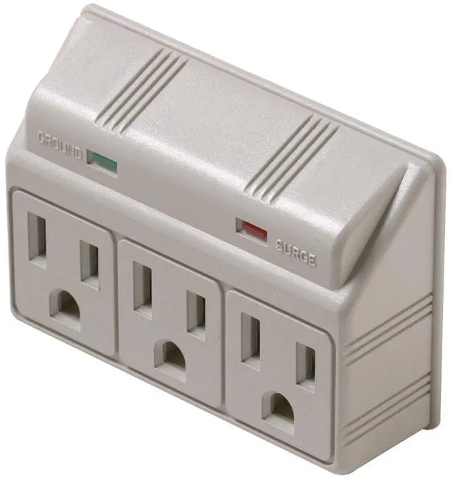 Main image of 3 Outlet Plug-in Surge Protector, 120V, 15 Amps, 1875 Watts, White