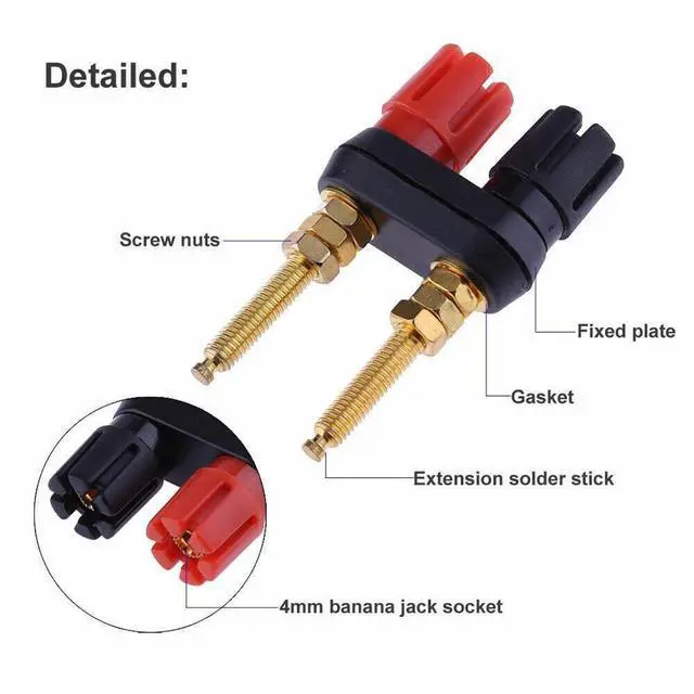 Alt view image 3 of 7 - 2pcs Extended Speaker Banana Plug Binding Post Terminal Connector Banana Socket