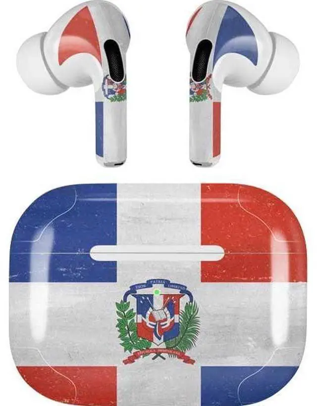 Main image of Decal Audio Skin Compatible with Apple AirPods Pro - Dominican Republic Flag Distressed Design