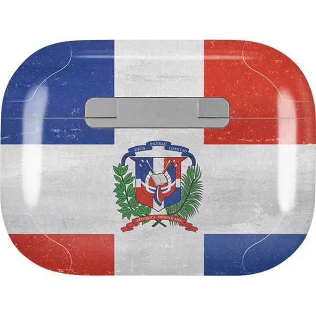 Alt view image 2 of 4 - Decal Audio Skin Compatible with Apple AirPods Pro - Dominican Republic Flag Distressed Design