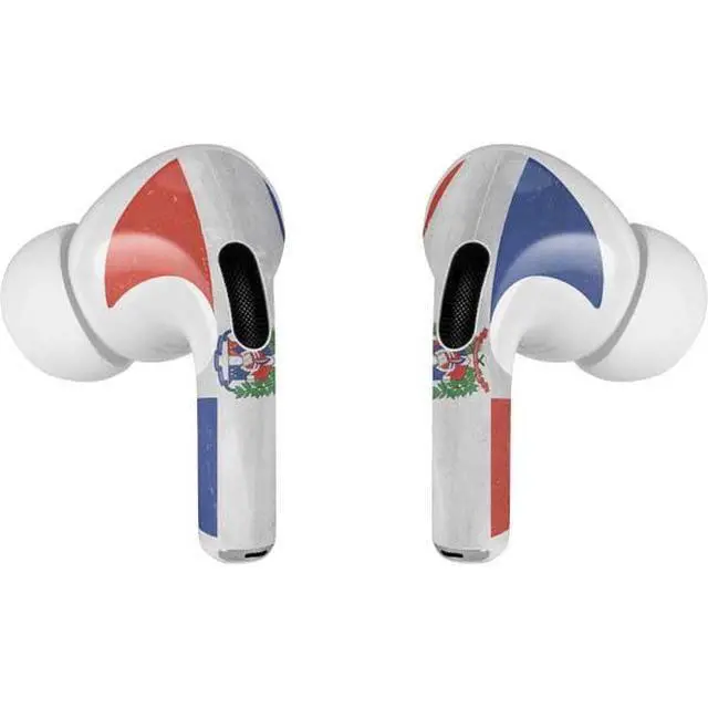 Alt view image 3 of 4 - Decal Audio Skin Compatible with Apple AirPods Pro - Dominican Republic Flag Distressed Design