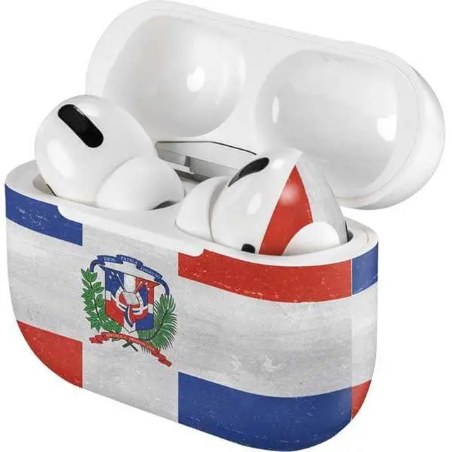Alt view image 4 of 4 - Decal Audio Skin Compatible with Apple AirPods Pro - Dominican Republic Flag Distressed Design