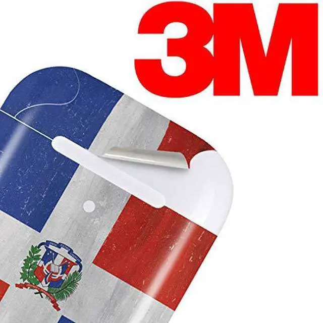 Alt view image 3 of 4 - Decal Audio Skin Compatible with Apple AirPods 2 - Dominican Republic Flag Distressed Design