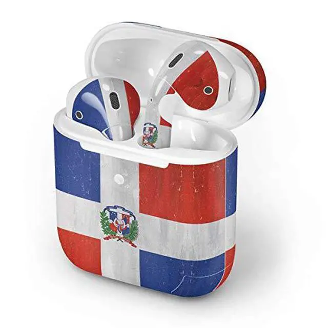 Alt view image 4 of 4 - Decal Audio Skin Compatible with Apple AirPods 2 - Dominican Republic Flag Distressed Design