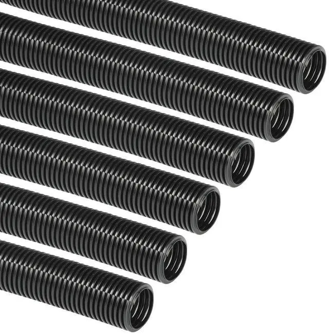 Main image of Black 43in Cable Sleeve 6-Pack, Flexible Wire Protector Tubing, Split Electrical Conduit, Plastic PC Cable Management Tube, Cord Sheath, TV Loom Tubing - 6X 1.25in Diameter, 43-inch Lengths