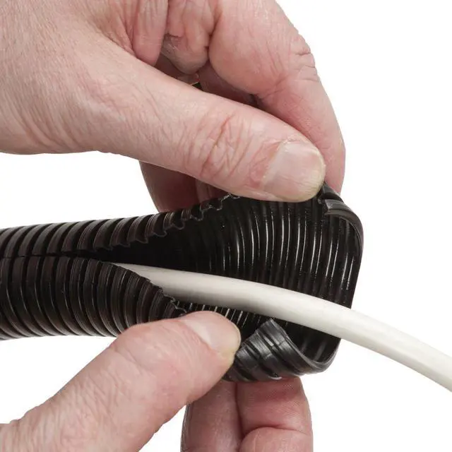 Alt view image 5 of 6 - Black 43in Cable Sleeve 6-Pack, Flexible Wire Protector Tubing, Split Electrical Conduit, Plastic PC Cable Management Tube, Cord Sheath, TV Loom Tubing - 6X 1.25in Diameter, 43-inch Lengths