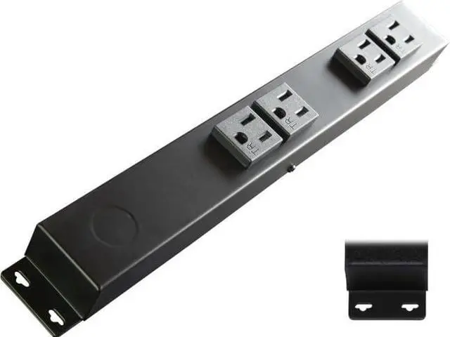 Main image of 12" Hardwired Power Strip, 4 Vertical Tamper Resistant Outlets (NEMA 5-15R), Mountable with Ears on Both Ends