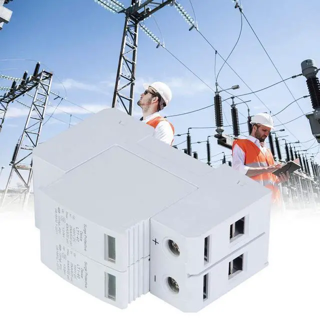 Alt view image 2 of 7 - Voltage Arrester Device, 2 Pack 2P Guide Rail Mounting 40KA Surging Protective Device DC Photovoltaic Protector Low Voltage Arrester for Home Commercial Lighting Protect