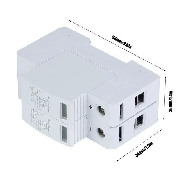 Alt view image 4 of 7 - Voltage Arrester Device, 2 Pack 2P Guide Rail Mounting 40KA Surging Protective Device DC Photovoltaic Protector Low Voltage Arrester for Home Commercial Lighting Protect