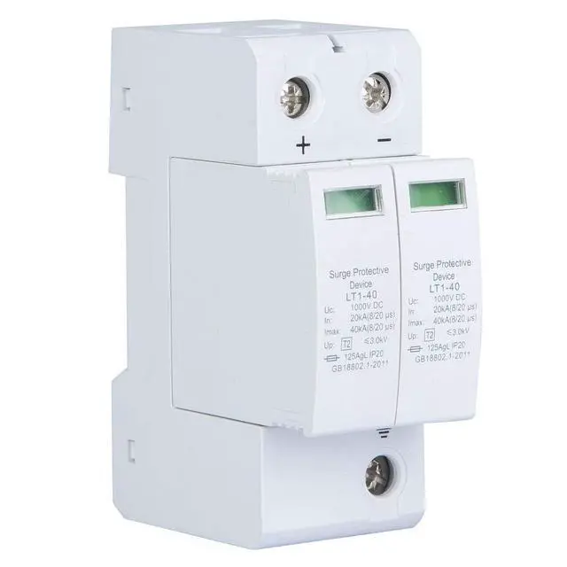 Alt view image 6 of 7 - Voltage Arrester Device, 2 Pack 2P Guide Rail Mounting 40KA Surging Protective Device DC Photovoltaic Protector Low Voltage Arrester for Home Commercial Lighting Protect