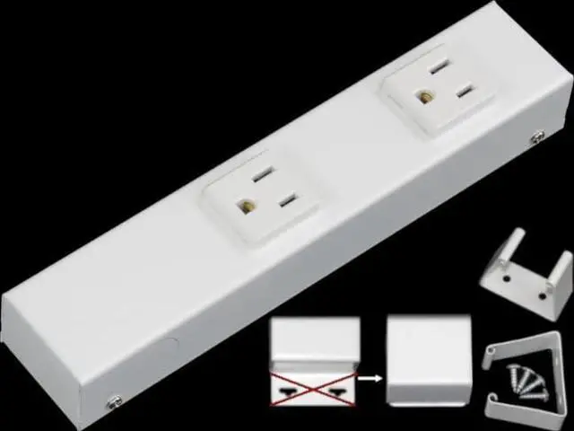 Main image of 8 Hardwired Power Strip (NO Power Cord), 2 Vertical Outlets (NOT Tamper Resistant), NO Ears (Without mounting tabs on Both Ends), 15A (NOT a 20 Amp Unit), White