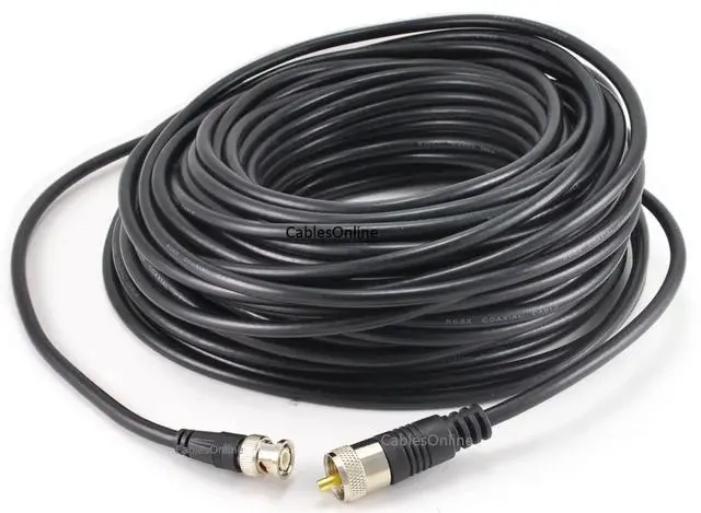 Main image of CablesOnline 100ft RG8x Coax UHF (PL259) Male to BNC Male Plug 50 OHM Antenna Ham Radio Cable (R-UB100)