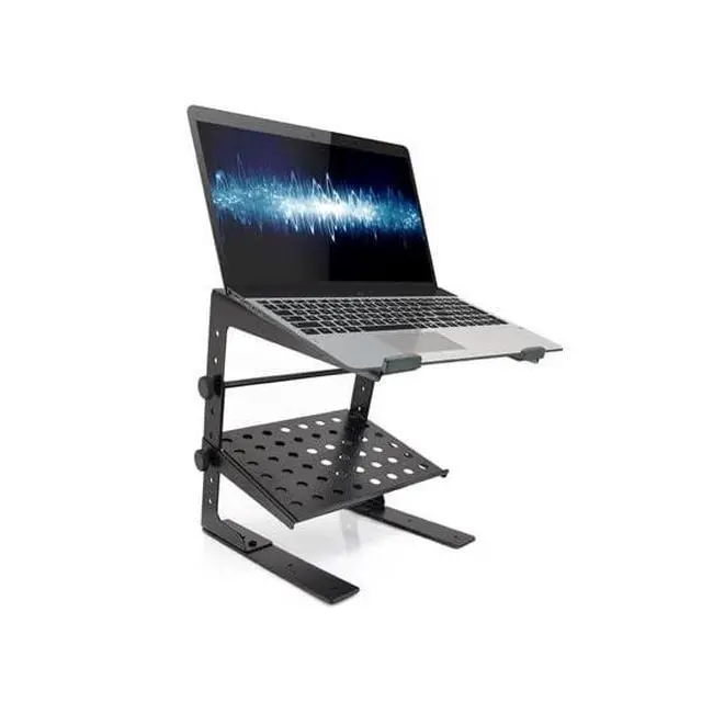 Alt view image 4 of 6 - Portable Adjustable Laptop Stand - 6.3 to 10.9 Inch Standing Table Monitor or Computer Desk Workstation Riser with Shelf Storage and Height Alignment for DJ, PC, Gaming, Home or Office - PLPTS30