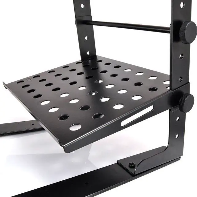 Alt view image 3 of 6 - Portable Adjustable Laptop Stand - 6.3 to 10.9 Inch Standing Table Monitor or Computer Desk Workstation Riser with Shelf Storage and Height Alignment for DJ, PC, Gaming, Home or Office - PLPTS30
