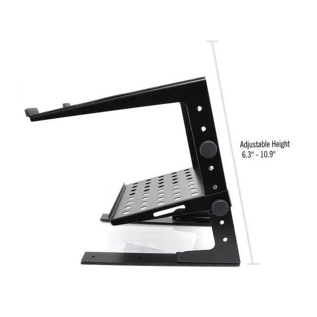 Alt view image 5 of 6 - Portable Adjustable Laptop Stand - 6.3 to 10.9 Inch Standing Table Monitor or Computer Desk Workstation Riser with Shelf Storage and Height Alignment for DJ, PC, Gaming, Home or Office - PLPTS30